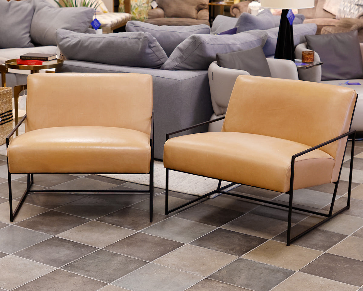 Pair of Leather Maiden Home Chairs