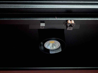 Howard Miller Black Lighted Two Door Display Cabinet with Red Rub Through