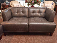 Macy's Chateau D'ax Charcoal Grey Tufted LeatherLoveseat