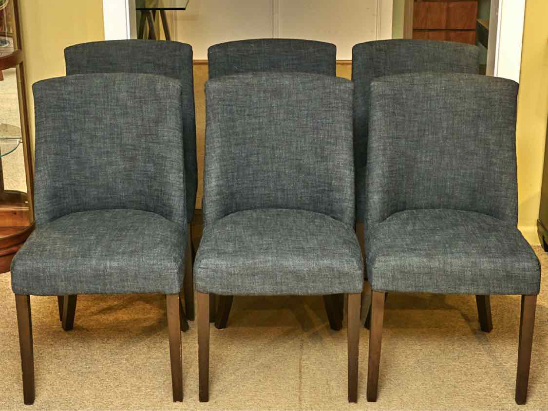 Set of 6 RH Graphite Grey Upholstered Side Dining Chairs