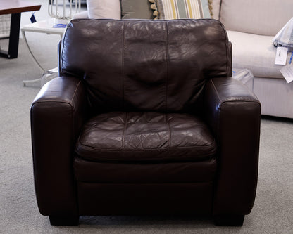 Brown Leather Track Arm Chair