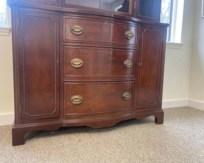 Mahogany China Cabinet with 1 Glass Door with Pediment Top
