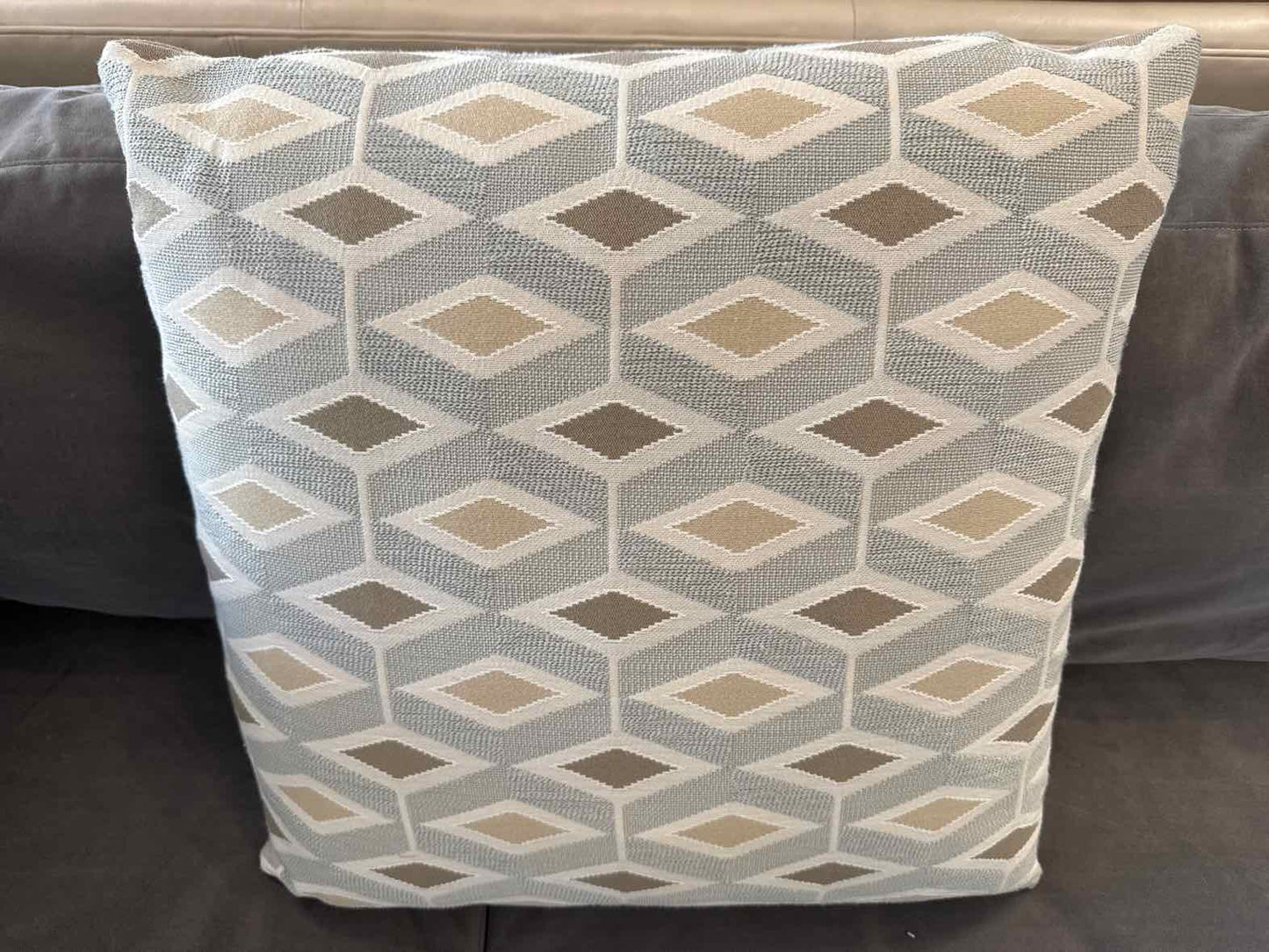 "Candid Cloud" Tan & Blue Accent Pillow