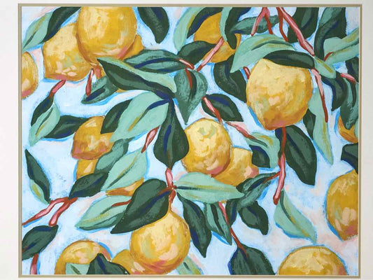 'Sunshine Citrus II' Art Print Under Glass Double Matted Cream Frame