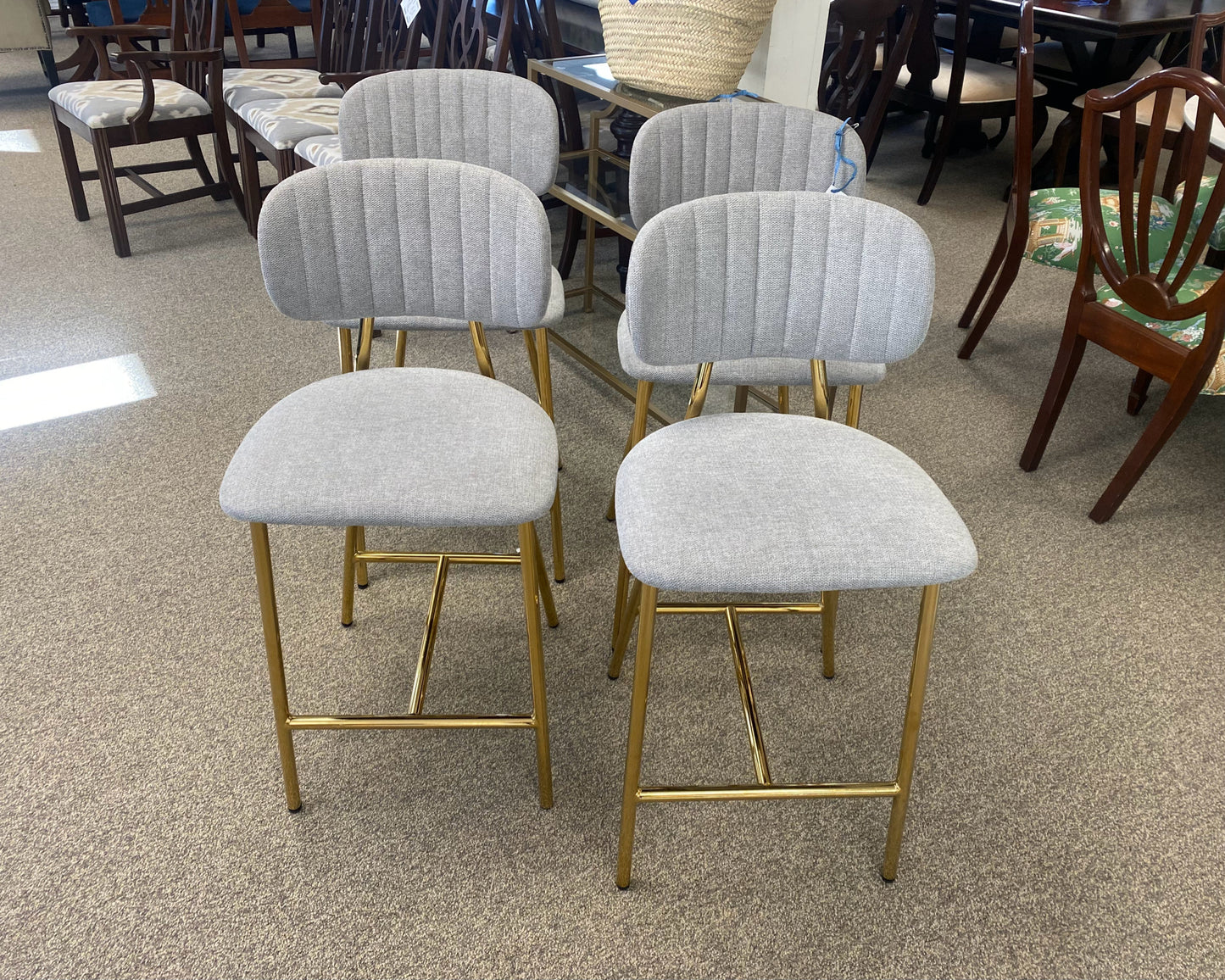 Set of 4 Tov Furniture Counter Stools with Gold Finish Legs