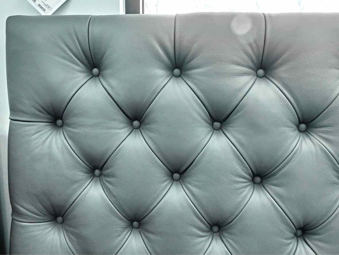 Palliser Vineyard King Tufted Platform Bed in Grey Vegan Leather