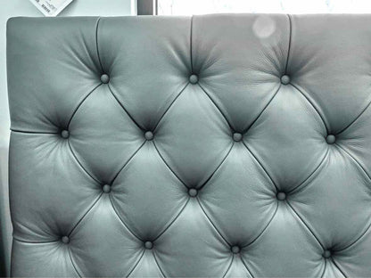 Palliser Vineyard King Tufted Platform Bed in Grey Vegan Leather