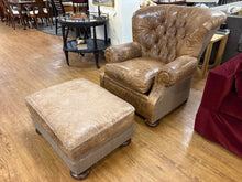 Ralph Lauren 'Writer's' Leather Arm Chair & Ottoman