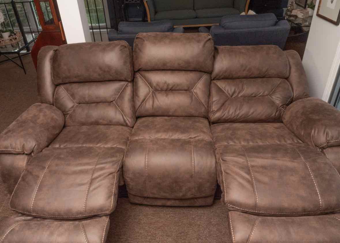 Home Stretch Brown Felt Uphostered Power Reclining Sofa
