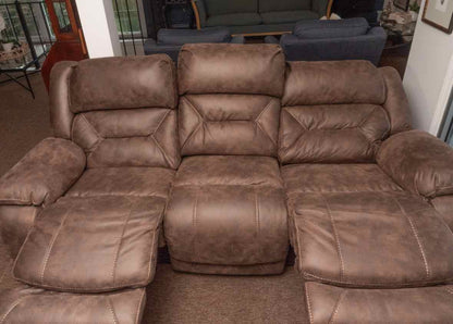 Home Stretch Brown Felt Uphostered Power Reclining Sofa