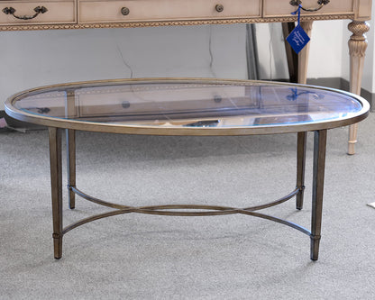 Oval Metal Patinaed Cocktail Table