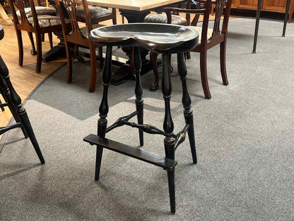 Set of 3 Distressed Black Bar Stools