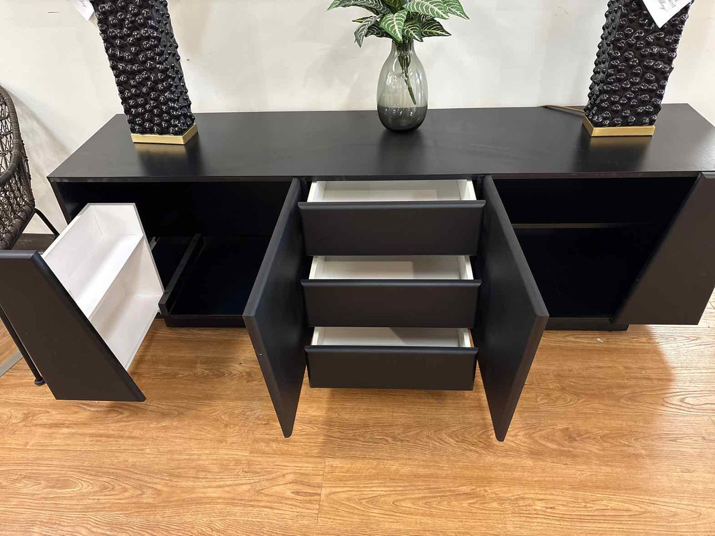 Contemporary Black 3-Drawer Console