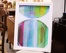 "Rhythmic Circles IA" Print in White Lacquer Frame
