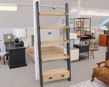 Rustic Smoke Gray Pine  & Steel 5 Teir Bookshelf