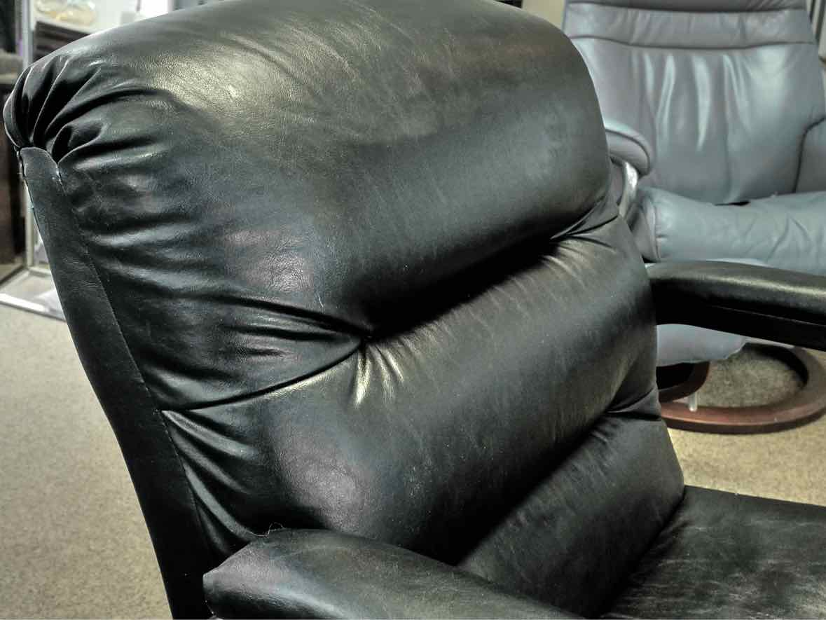 Pair of Black Faux Leather Arm Chairs