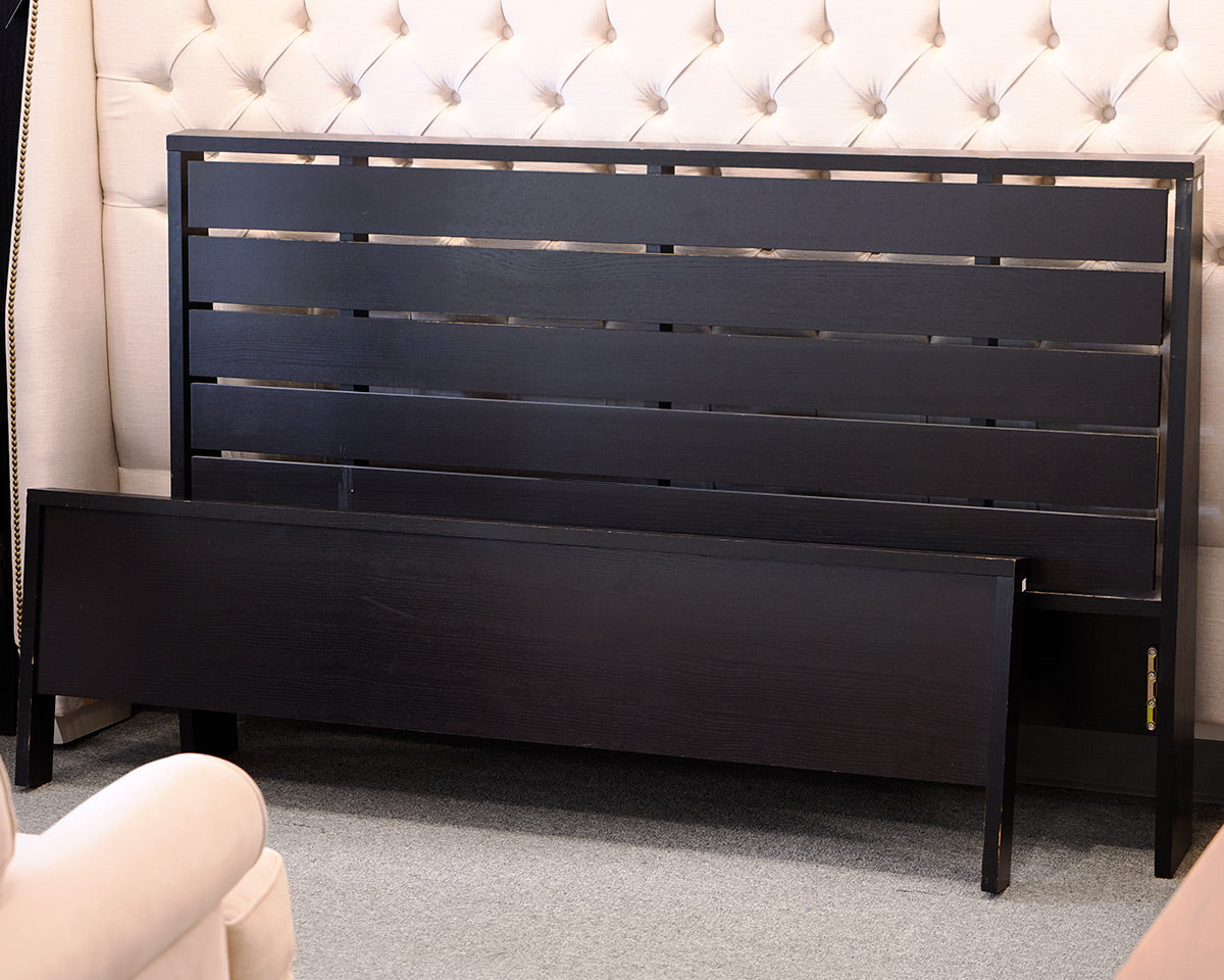 Black Queen Paneled Bed Frame