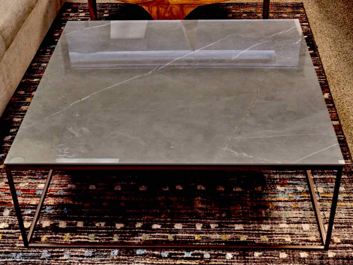 Crate & Barrel Square Faux Stone Cocktail Table