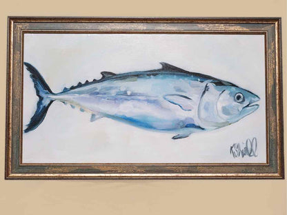 "Fish on Canvas - King Mac" Print in Drifted Frame with Rustic Gold