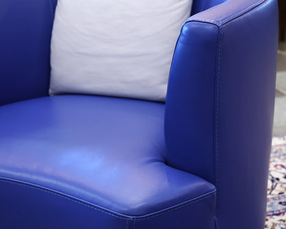 Roche Bobois Tangram Swivel Chair in Cobalt Blue Leather