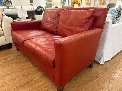 Lee Industries Red Leather Loveseat