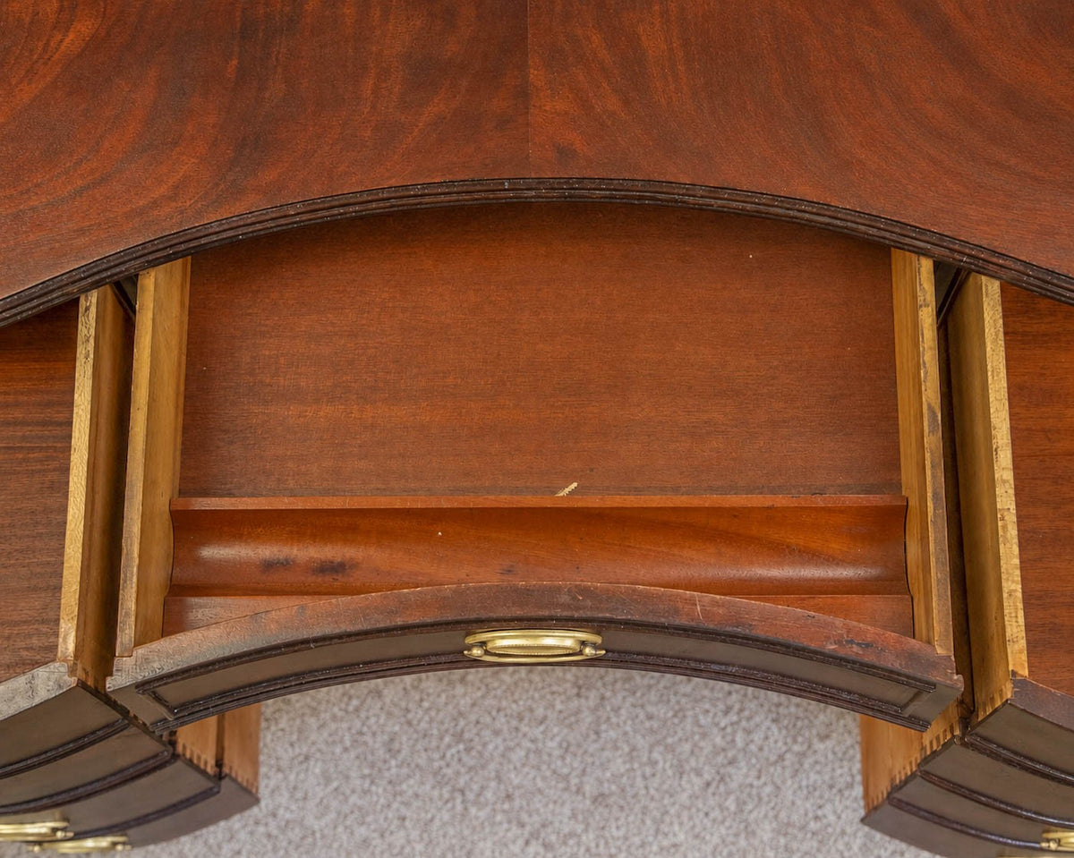 Crotch Mahogany 9 Drawer Kidney Shape Desk