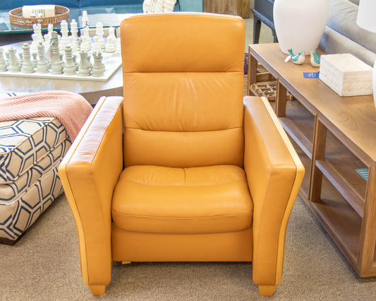 Ekornes Camel Leather High Back Recliner