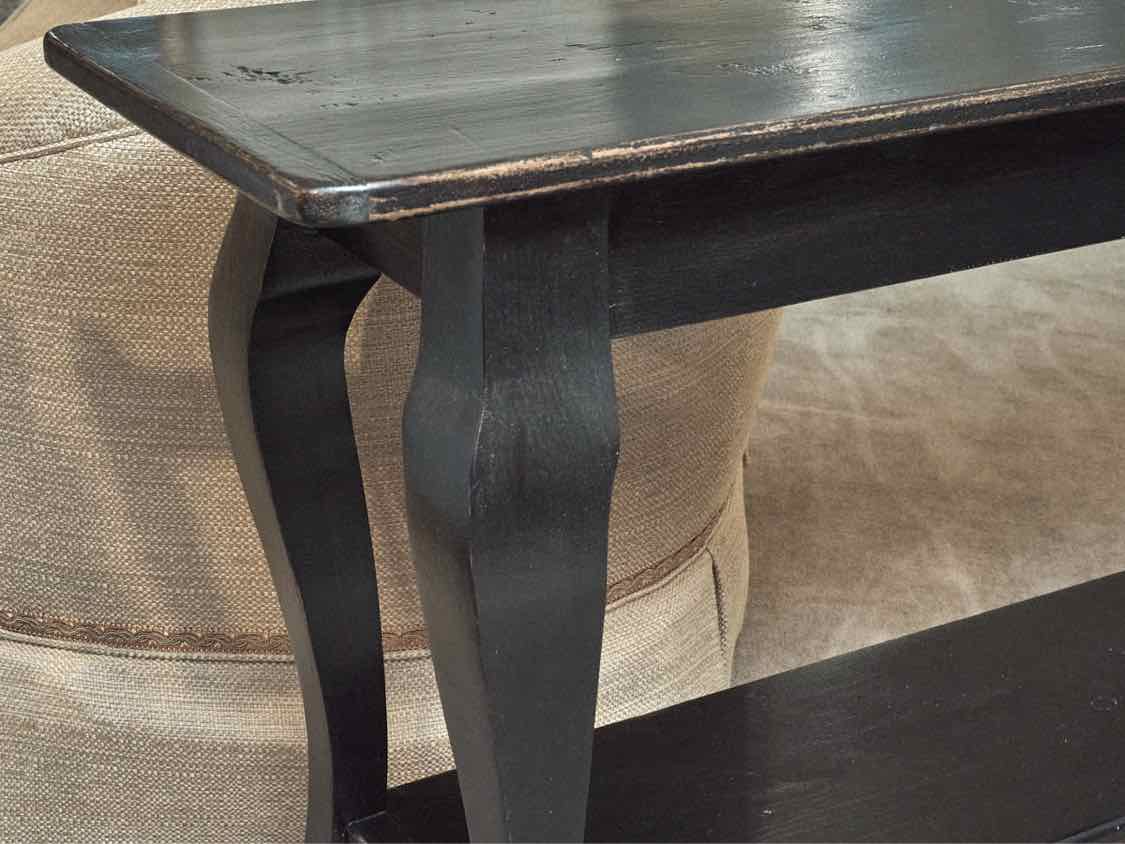 Distressed Black Finish Console With Lower Shelf Console