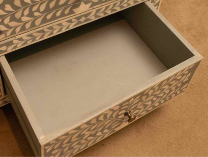 Boston Interiors  Dove Gray With Ivory Bone Inlay 1 Door & 3 Drawer Chest