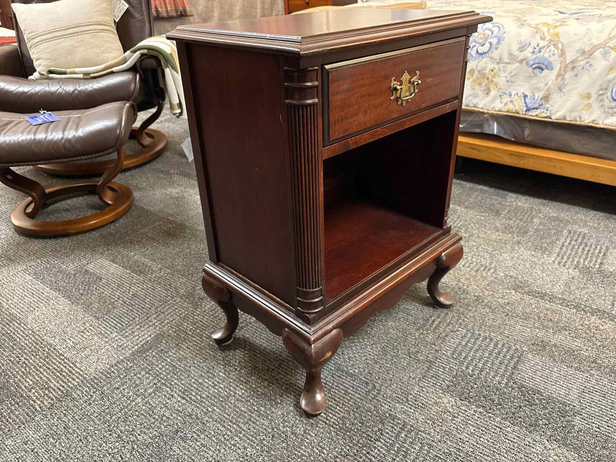 Solid Mahogany Nightstand with Queen Anne Legs
