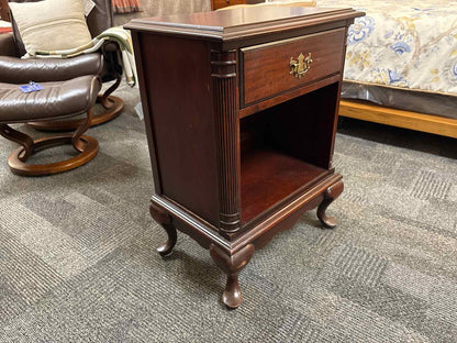 Solid Mahogany Nightstand with Queen Anne Legs