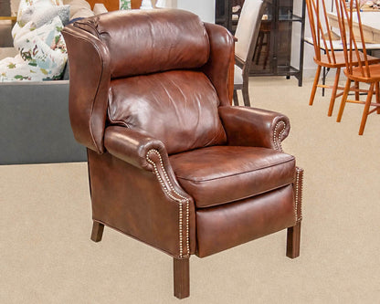 Pair of Bradington Young Chippendale Recliners in Chocolate Brown Leather