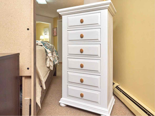 American Made 6 Drawer Lingerie Chest in Wildwood White Finish