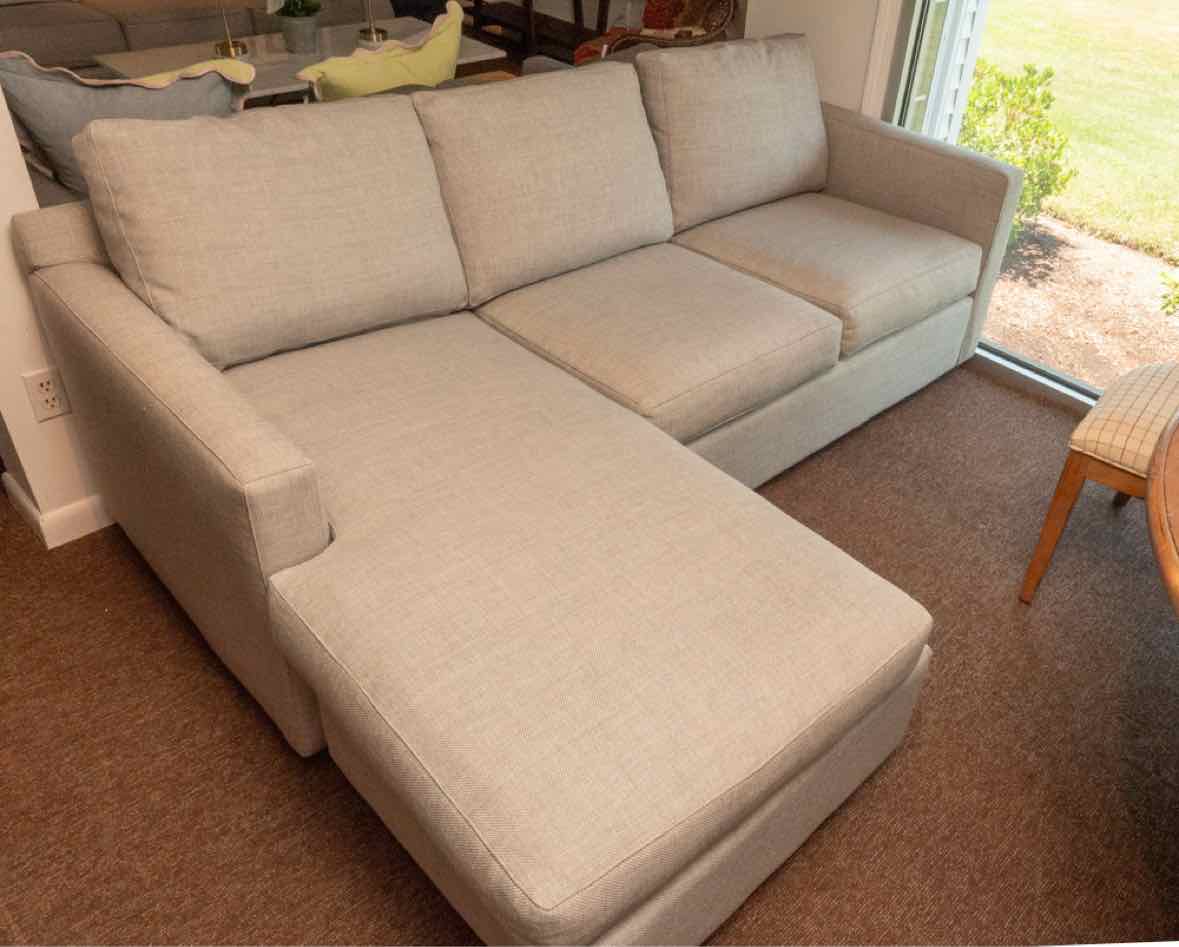 Crate & Barrel  'Silver Pewter' Wool Blend Upholstry Reversible Chaise Sectional