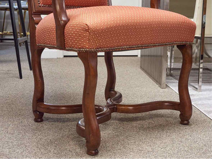 Wood Paneled Dining Table & 8 Fabric Dining Chairs w/ Nail Head Trim