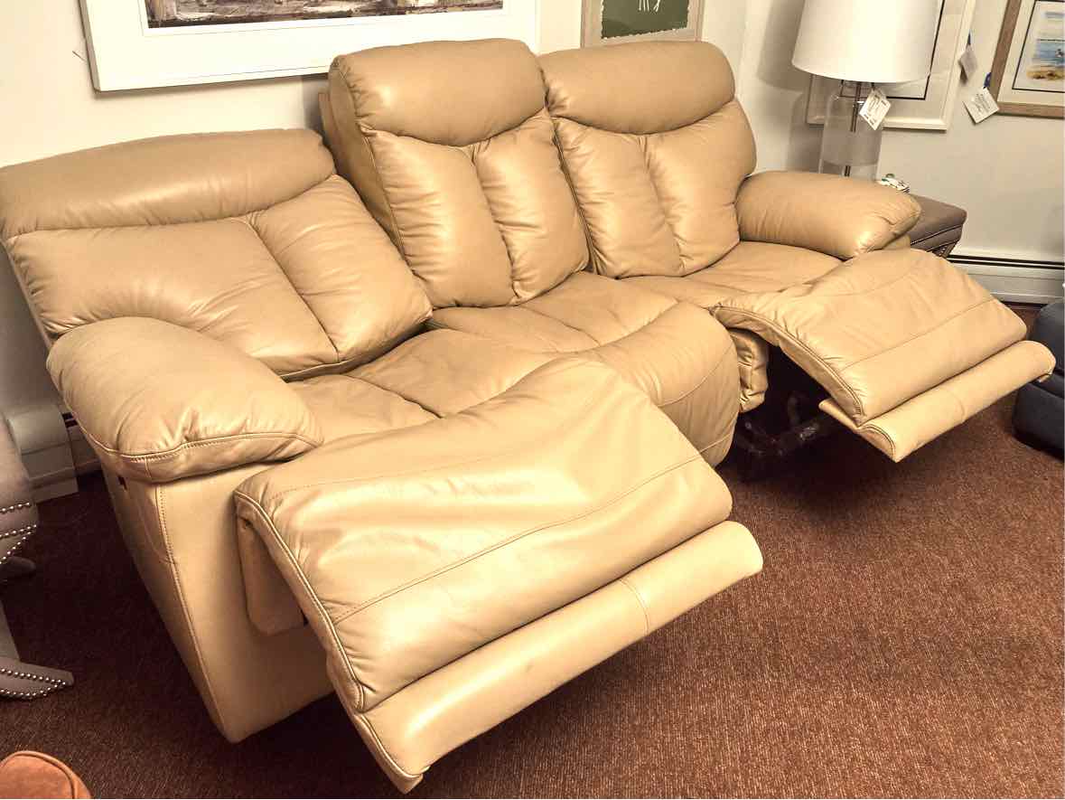 Sand Leather Power Recllining Sofa