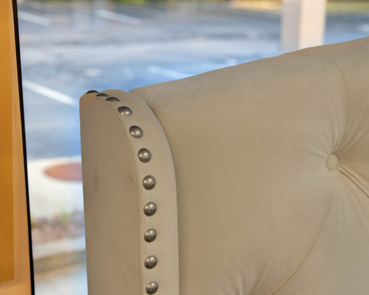 Tufted Ivory Upholstered King Bed