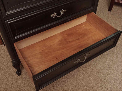 Dixie  French Provincial  Black Finish 5 Drawer Tall Chest