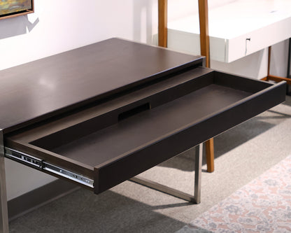 Dark Walnut Writing Desk With Chrome Base