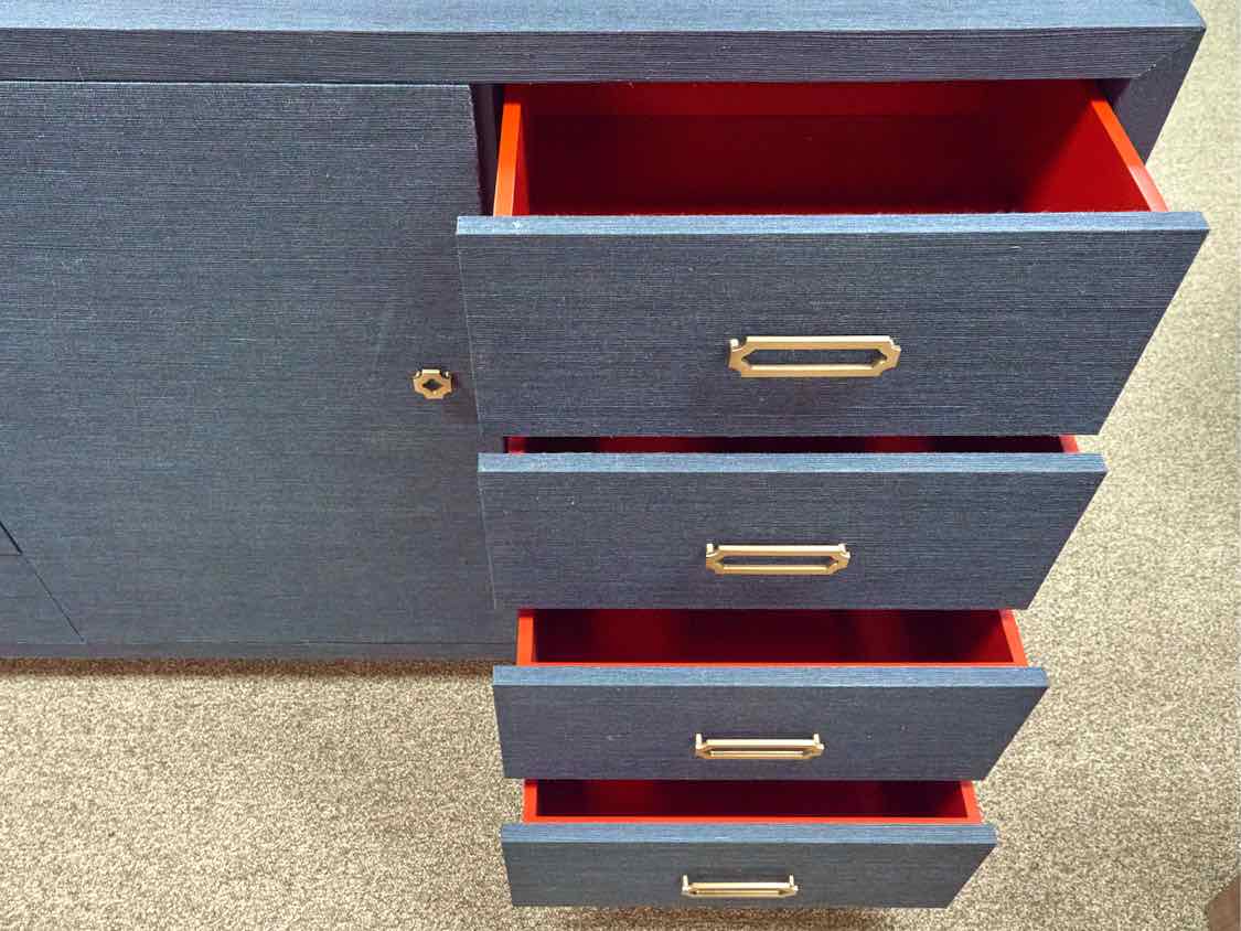 Mitchell Gold + Bob Williams Navy Wrapped Raffia Media Console