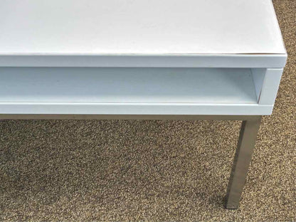 Pair of Global Furniture Contemporary White Side Tables with Chrome Legs
