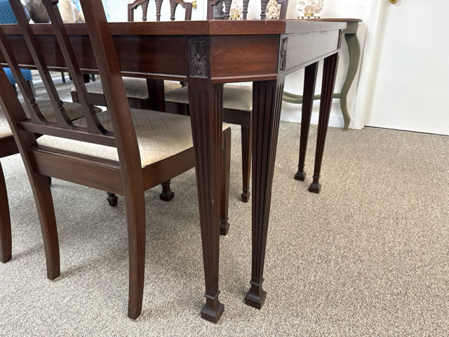 Grand Rapids Mahogany Dining Table & Set of Four Wheatsheaf Back Dining Chairs