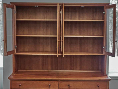 Lyndon Furniture Classic Country Buffet with Glass Door Hutch in Solid Cherry