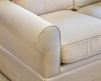 Roll-arm 3-Pc Skirted Sectional in Natural Sailcloth