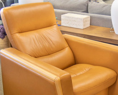 Ekornes Camel Leather High Back Recliner
