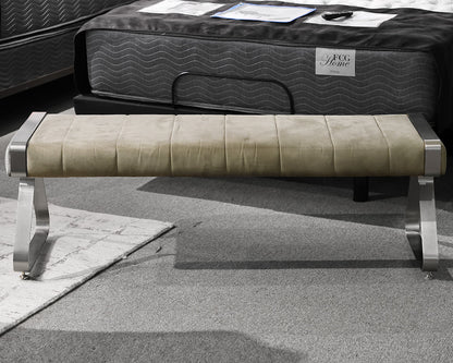 Upholstered Bench w/ Brushed Stainless Steel Legs