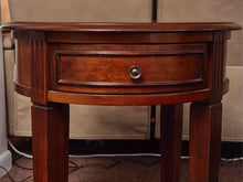 Pair of Mahogany Round with 1 Drawer Side Table with Brass Cap feet