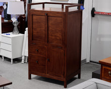 Crate & Barrel Mahogany Storage Cabinet & Drop Down Desk