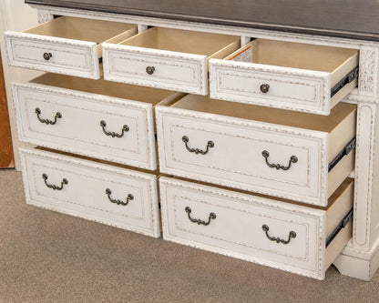 Eridani 7 Drawer Dresser in Distressed Parchment