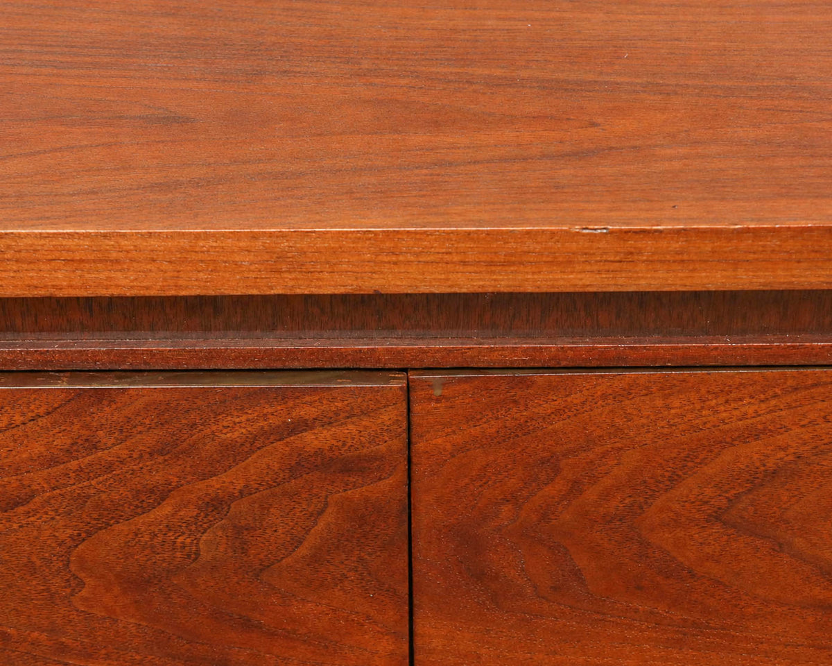 Walnut Mid Century Modern 6 Drawer  Dresser with Brass Accent Handles